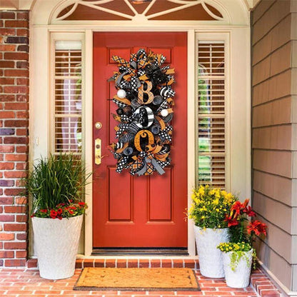 2023 Halloween Decoration Wreath Pumpkin Boo Front Door Halloween Party Hanging