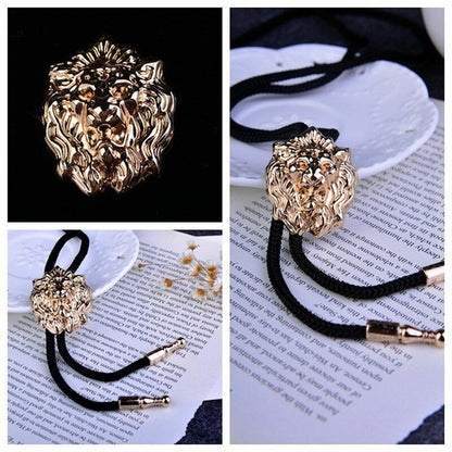 Men Lion's Head Bolo Tie Male Casual Cowboy Wear Suit Cravat Wool String Necktie