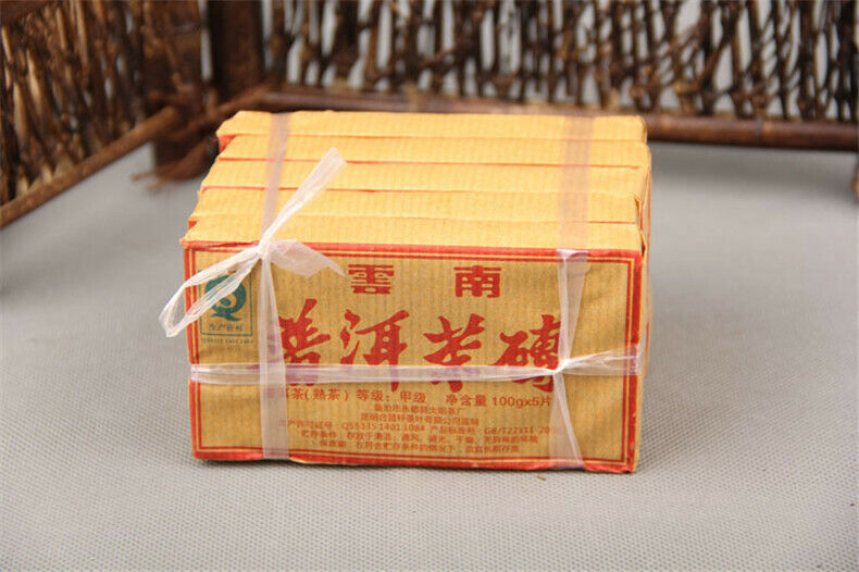 Natural Cooked Tea Manufactured Old Tea 5pcs*100g China Pu-erh Black Tea Cakes