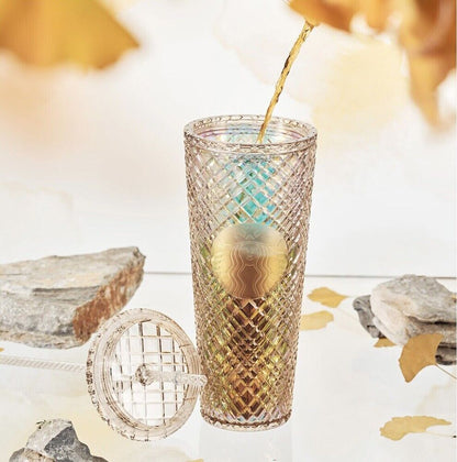 2023 New Starbucks Autumn Milky Tea Champagne Gold Jewel 24oz Cups Tumbler Gifts