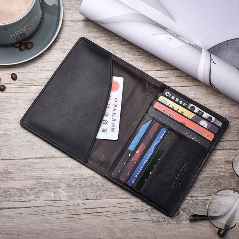 Men Wallet Genuine Leather Passport Organizer Holder ID Card Cover 11x1.5x14.5cm