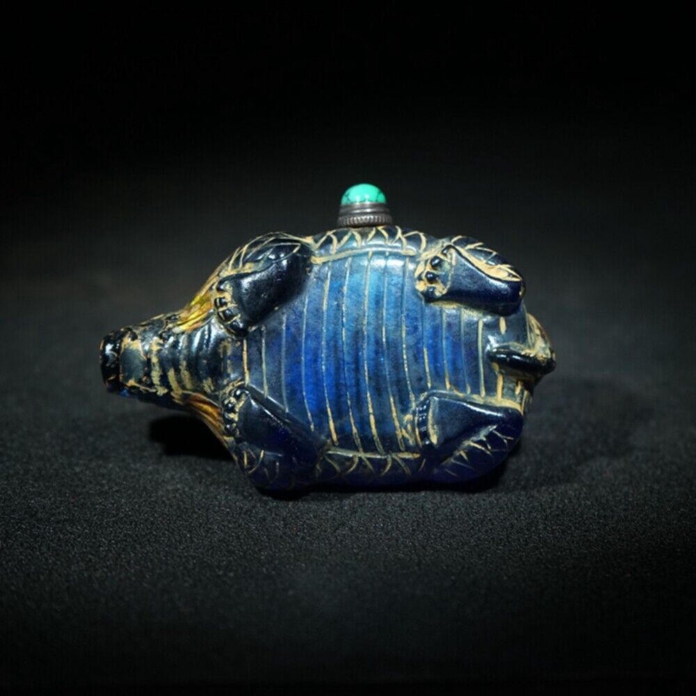 chinese beijing carved glass snuff bottle antique carving dragon statue Loong
