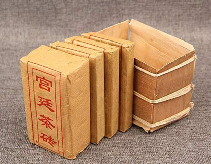 Ripe Puer Brick Tea Aged Cooked Pu Er Gongting Puerh Tea 500g Bamboo Leaf Packed