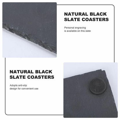 4Pcs/Set Cup Drink Coasters 10x10cm Natural Slate Anti-Slip Glass Mugs Placemats
