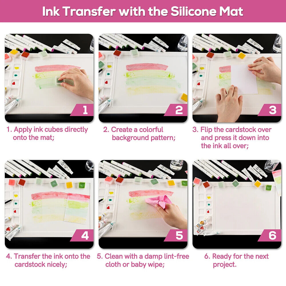Water Media Mats Silicone Non-Stick Craft Painting Ink Blending Pads 43.8x27.3cm