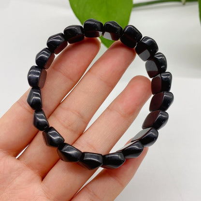 Nature Obsidian bracelet Black Needle Stone obsidian hand row women lady Grils