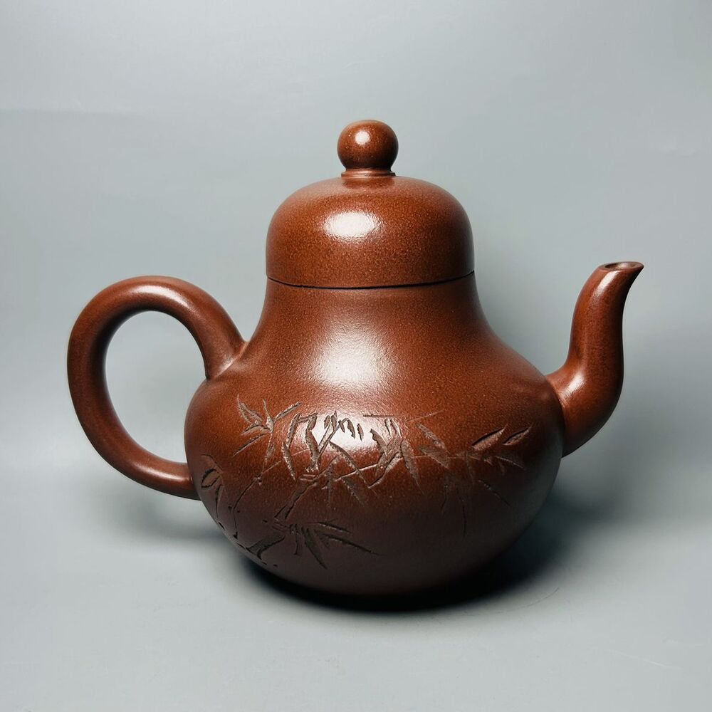 Vintage Chinese Yixing Purple Clay Teapot Zisha Ceremony Ceramic Bamboo Teaware