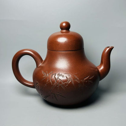 Vintage Chinese Yixing Purple Clay Teapot Zisha Ceremony Ceramic Bamboo Teaware