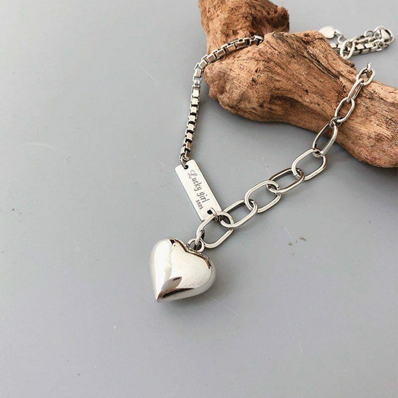 Women's 925 Sterling Silver Love Heart Rolo Link Chain Ankle Foot Bracelet