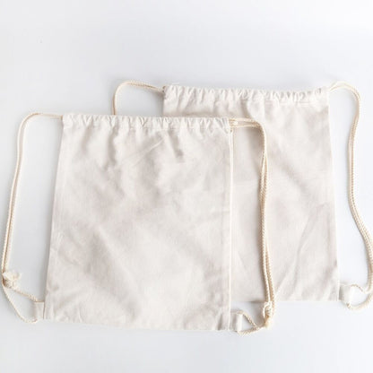 Yingkor Cotton Canvas Drawstring Backpack Bag Gym Sackpack 34.5x40cm, White