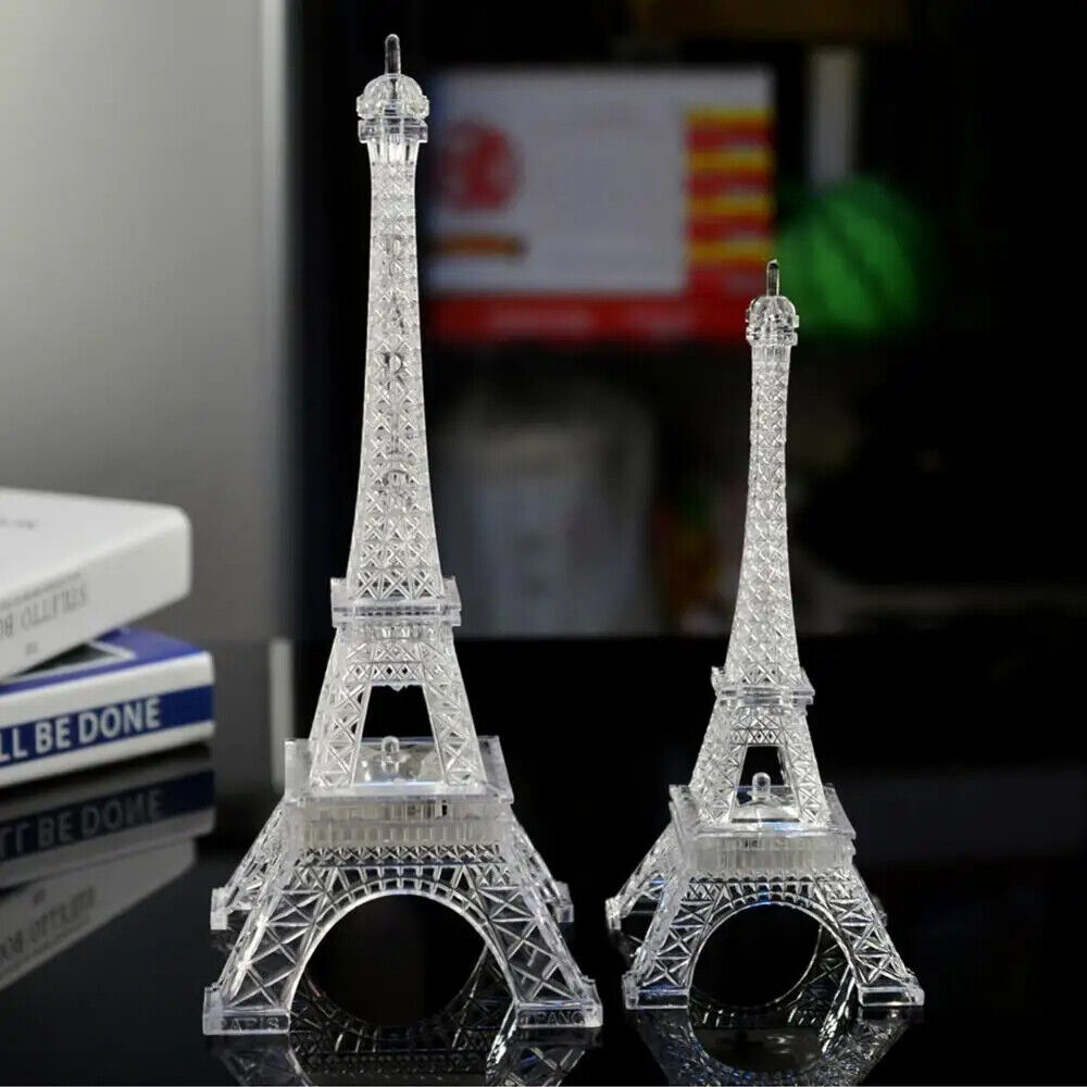 Night Light Mini Eiffel Tower LED Color Changing Lamps Home Miniatures Figurines