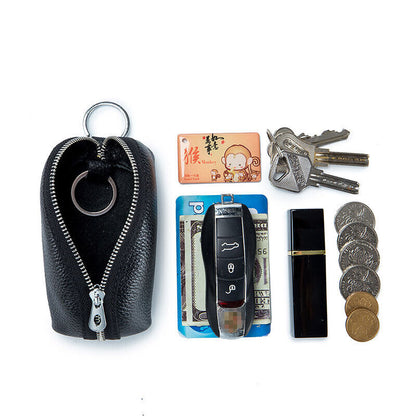 Unisex Soft Small Real Leather Pouch Coins Purse Mini Soft Wallet Zips Keys Bag