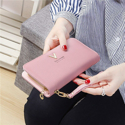 Female Leather Purse Wallets WomenClutch Handbag Ladies Long Clamps Card Holder