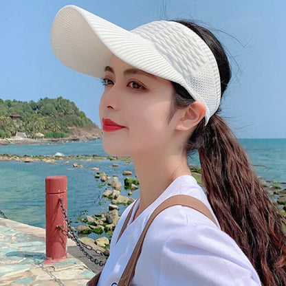 Women Visor Caps UV Summer Empty Top Hat Hollow Out Breathable Baseball Sunshade