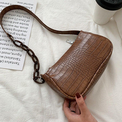 Women's Shoulder Bag PU Leather Milk Tea Bag Sling Handbag Zipper Square Bag