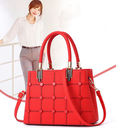 Fashion Women Lady PU Leather Handbag Rivet Purse Shoulder Satchel Messenger Bag