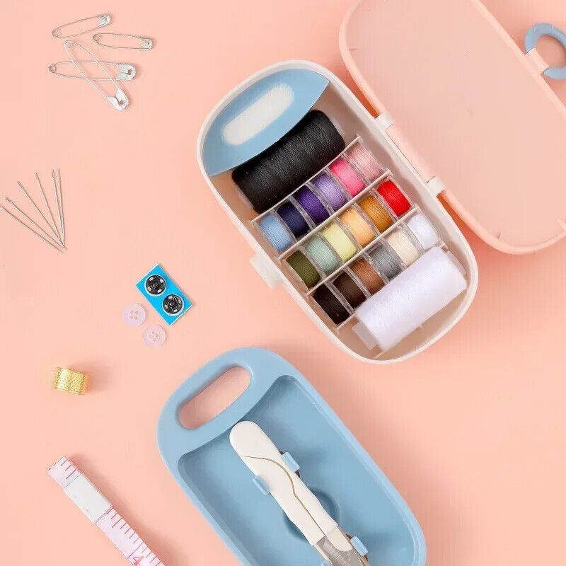 Sewing Kits Storage Box Plastic Double-Layer Knitting Needle Thread Bin 15.5x6cm