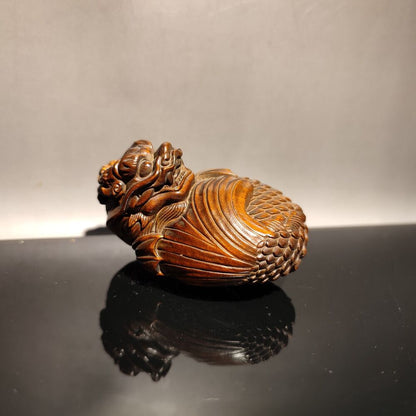 christmas ornaments Wooden handle piece miniature item bag ornament dragon fish