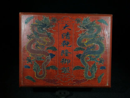 7.8" antique chinese jewelry box dragon sculpture statue qing qianlong seal box