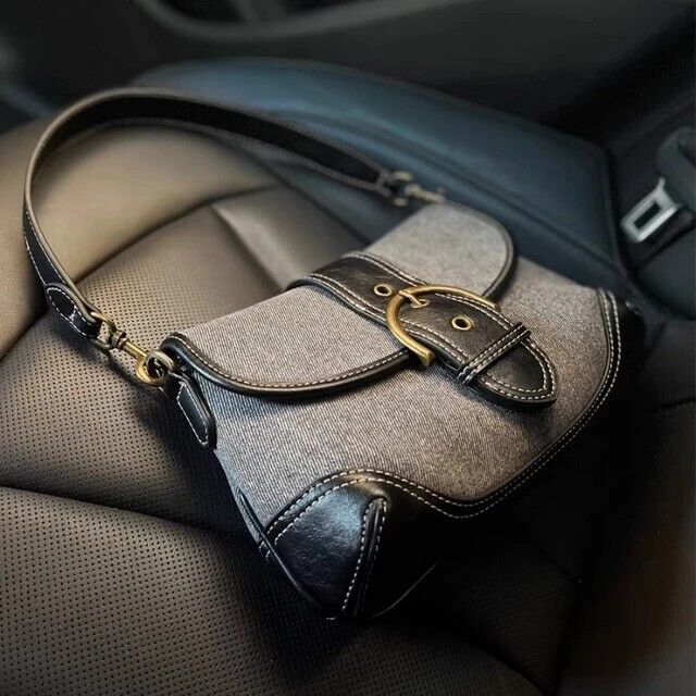 Women's Vintage Underarm Handbag Luxury Design Elegant Denim Bag Retro Gift