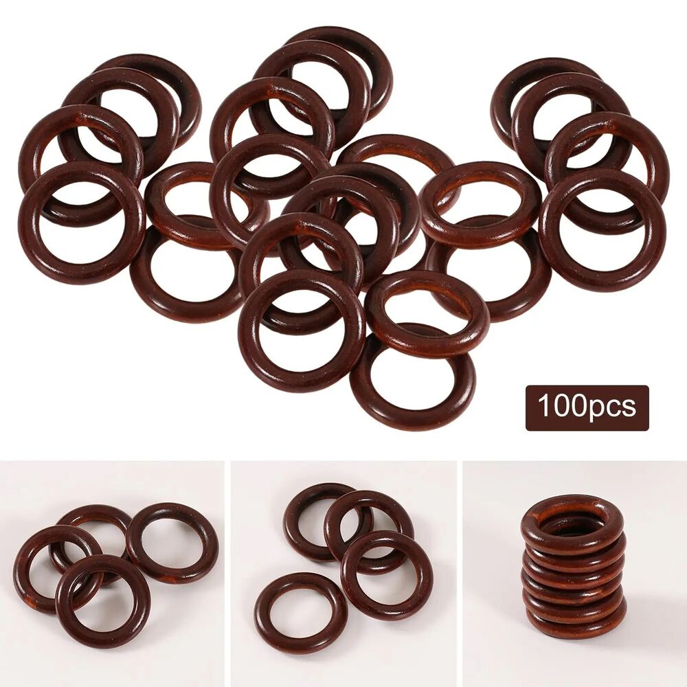 Wooden Rings 100Pcs Circle Pendant Connectors DIY Loop Macrame Crafts Decor 55mm