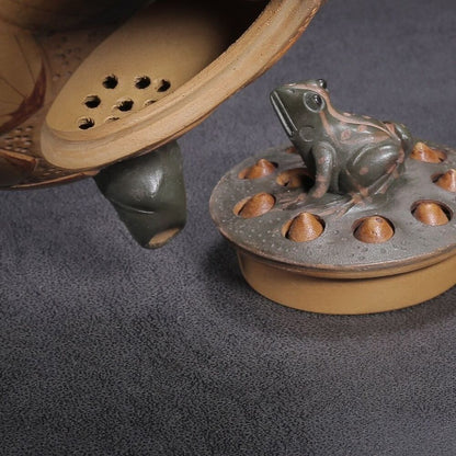 Vintage Chinese Yixing Purple Clay Teapot Zisha Ceremony Nice Frog Lotus Teaware