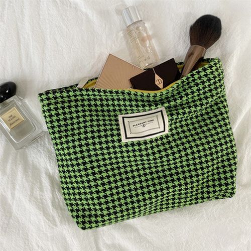 Lattice Cosmetic Bag Large Black Makeup Bag Travel Beauty Case Storage Organizer