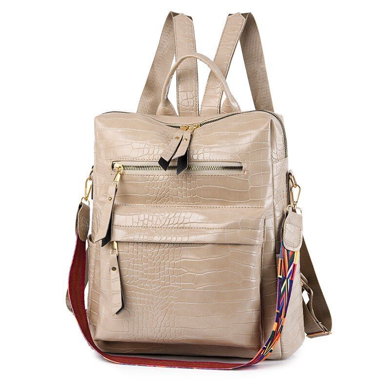 Backpacks Stone Pattern Synthetic Leather Women Shoulder Bags Large Cotton 1 PC