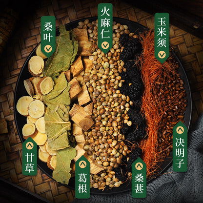 sangshen huomaren tea natural healthy berbal tea 亦舒堂桑葚火麻仁茶决明子葛根桑叶玉米须甘草草本茶益肠茶润通茶