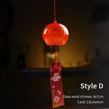 Glass Wishing Wind Chimes Cherry Blossom Courtyard Hanging Wind Chime
