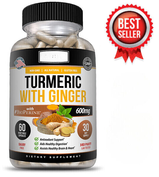 Black Pepper, Joint Pain Maxx Strength Capsules Turmeric Curcumin with Ginger