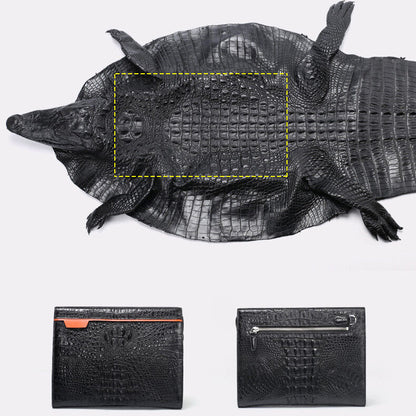 100% Real Crocodile Skin Leather Mens Business Clutch Wallet Zipper Envelope Bag