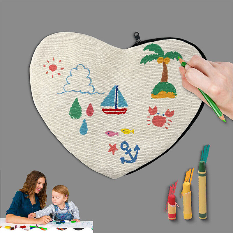 6Pcs Blank DIY Craft Bags Canvas Pen Case Travel Makeup Pouches Cosmetic Bags