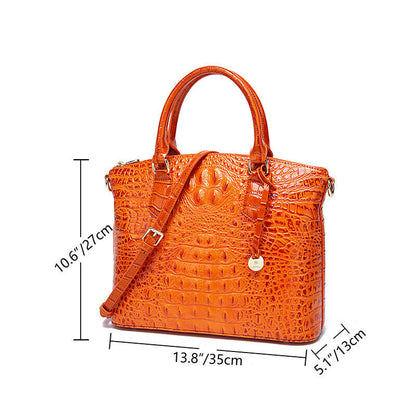 Women's Genuine Leather Crocodile Handbag, Sling Satchel Tote Shoulder Bag Party