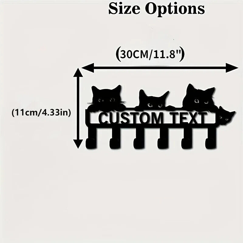 1pc Black Cat Key Holder with 6 Hooks - Stylish Wall Mounted Entryway Coat Rack