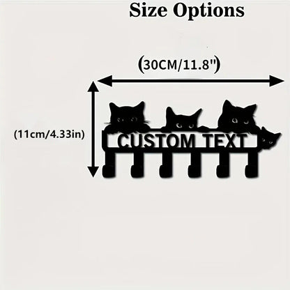 1pc Black Cat Key Holder with 6 Hooks - Stylish Wall Mounted Entryway Coat Rack