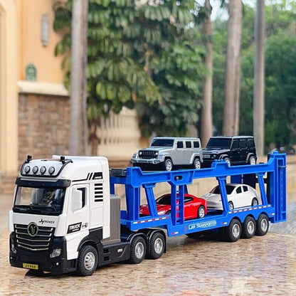 Doppeldecker Flachbettanhänger Druckguss Modell Auto Transportfahrzeug LKW Kinder Spielzeug-