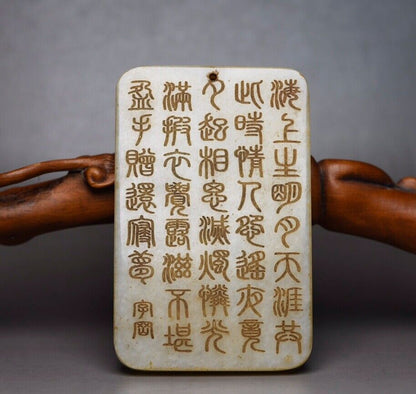 Chinese Antique Natural Hetian Jade Carving Kuan Yin Statue Amulets Pendant Gift