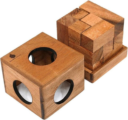 Handmade Wooden Puzzle for Adults Cube 3D Brain Teaser Game Desk Decoration