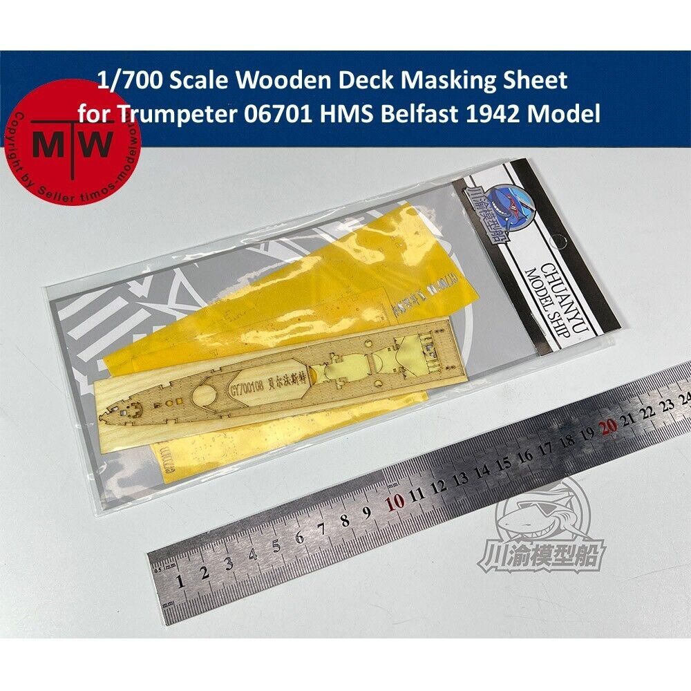 1/700 Scale Wooden Deck Masking Sheet for Trumpeter 06701 HMS Belfast 1942 Model