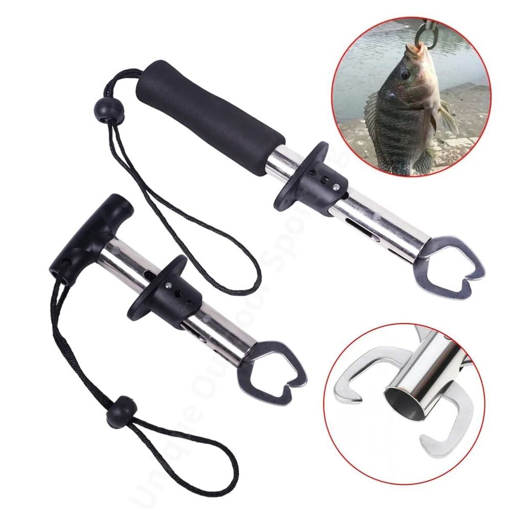18cm Portable Fishing Gripper Stainless Steel Fish Lip Grip Handle Carp Fishing