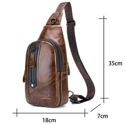 Sling Backpack ,Men's 100% Genuine Leather Outdoor CrossBody Bag Shoulder Bags