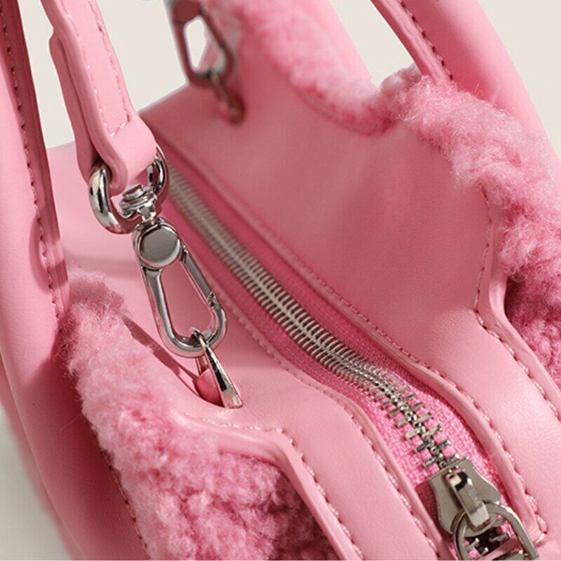 Handbags Women Shoulder Bags Ladies Wool PU Leather Shell Bags