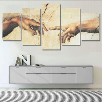 Creation Of Adam 5 Piece Canvas Print Wall Art Poster Home Decoration