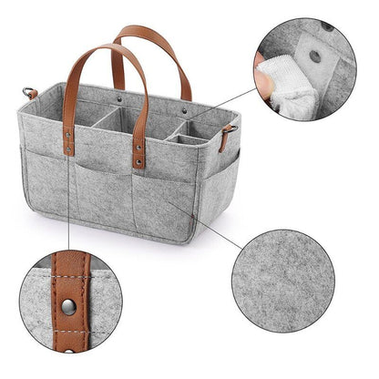 Baby Felt Storage Nursery Basket Bag Handle Nappy Kids Storage Pocket
