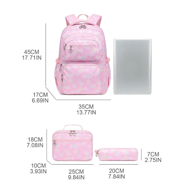 3pcs School Backpack Set School Bookbag Girls Schoolbag Travel Backpacks