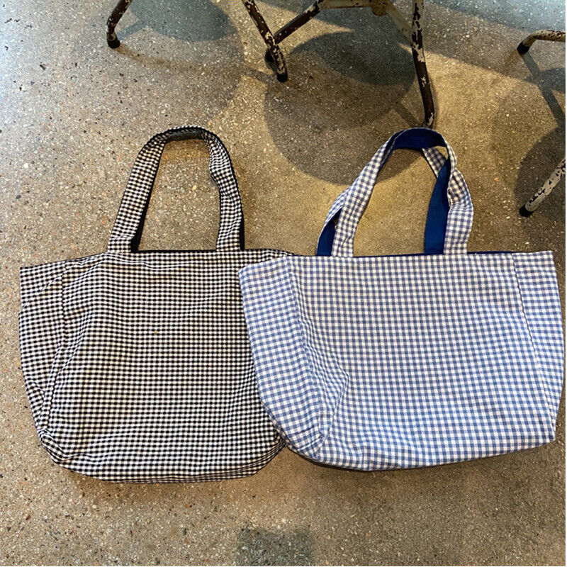 Canvas Bags Women Shoulder Totes Bag Handbags Girls Plaid Shopper Bags