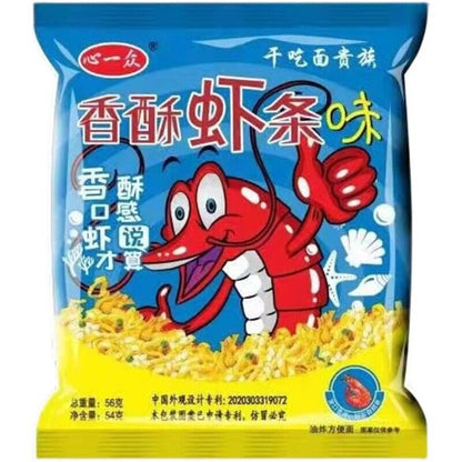 心一众香酥虾条口味包装干吃脆方便面 Heart Of All Crispy Shrimp Taste Dry Eat Instant Noodles