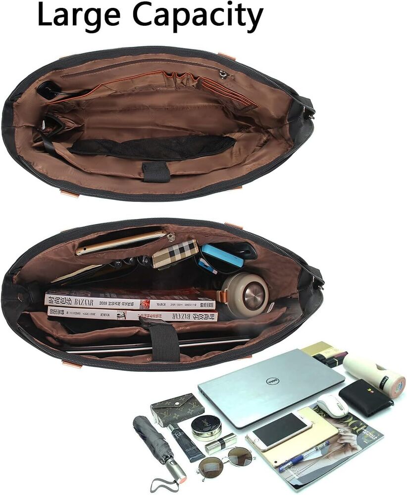 Woman Laptop Tote Bag,USB Teacher Bag Large Work Purse Fits 17.3 Ablack