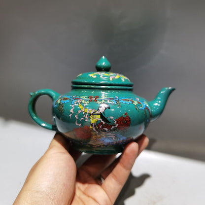 vintage chinese yixing purple clay teapot zisha painted figure story teaware art